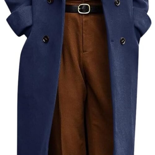 Full Length Double Breasted Overcoat with Corduroy Collar