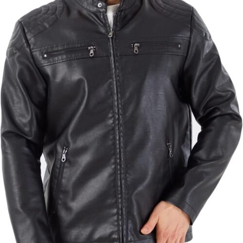 Faux Leather Slim Fit Motorcycle Jacket