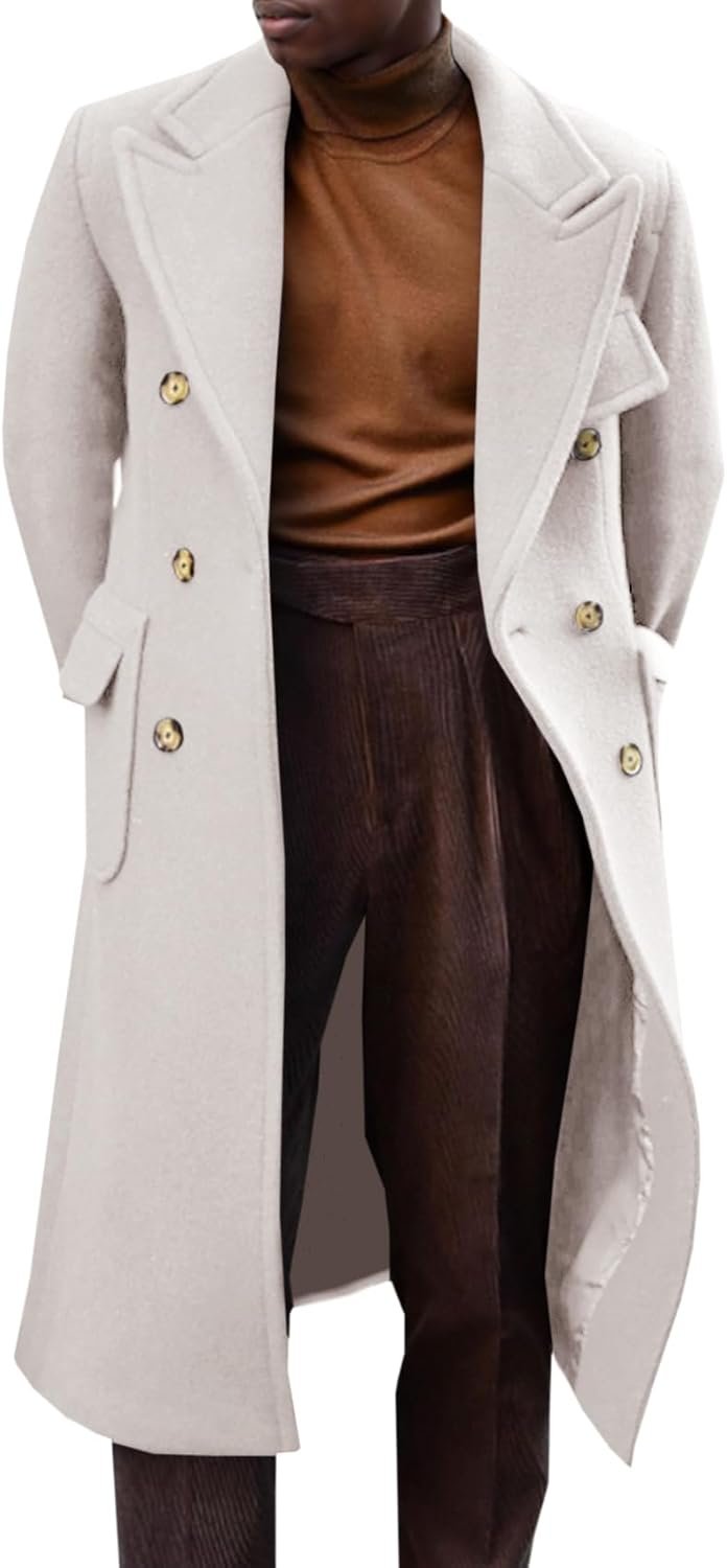 Double Breasted Trench Coat with Notch Lapel