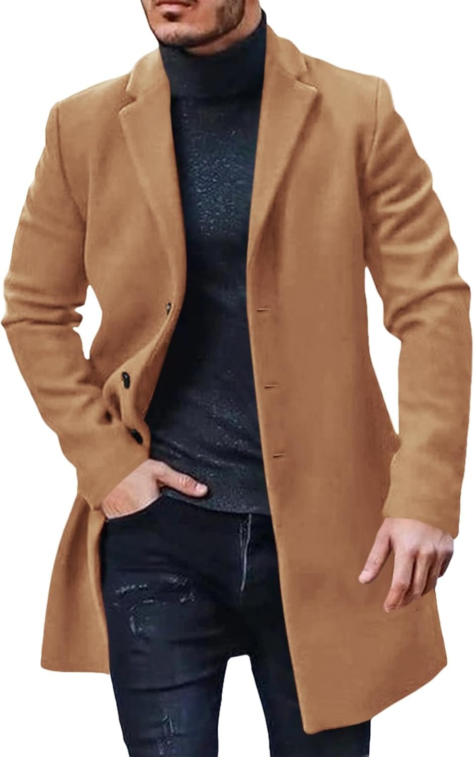 Wool Blend Single Breasted Trench Coat