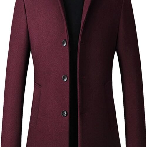 Wool Blend Stand Collar Winter Pea Coat