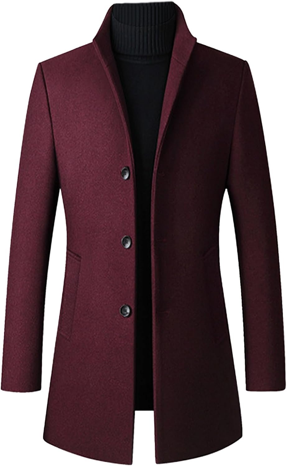 Wool Blend Stand Collar Winter Pea Coat