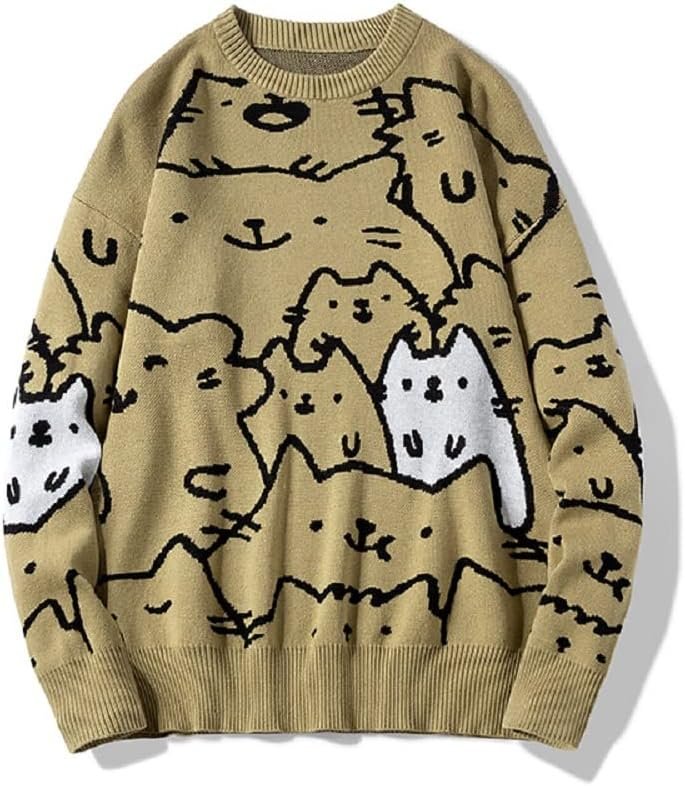 Cartoon Cat Knit Pullover Sweater