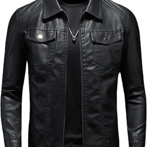 Vintage Faux Leather Motorcycle Jacket