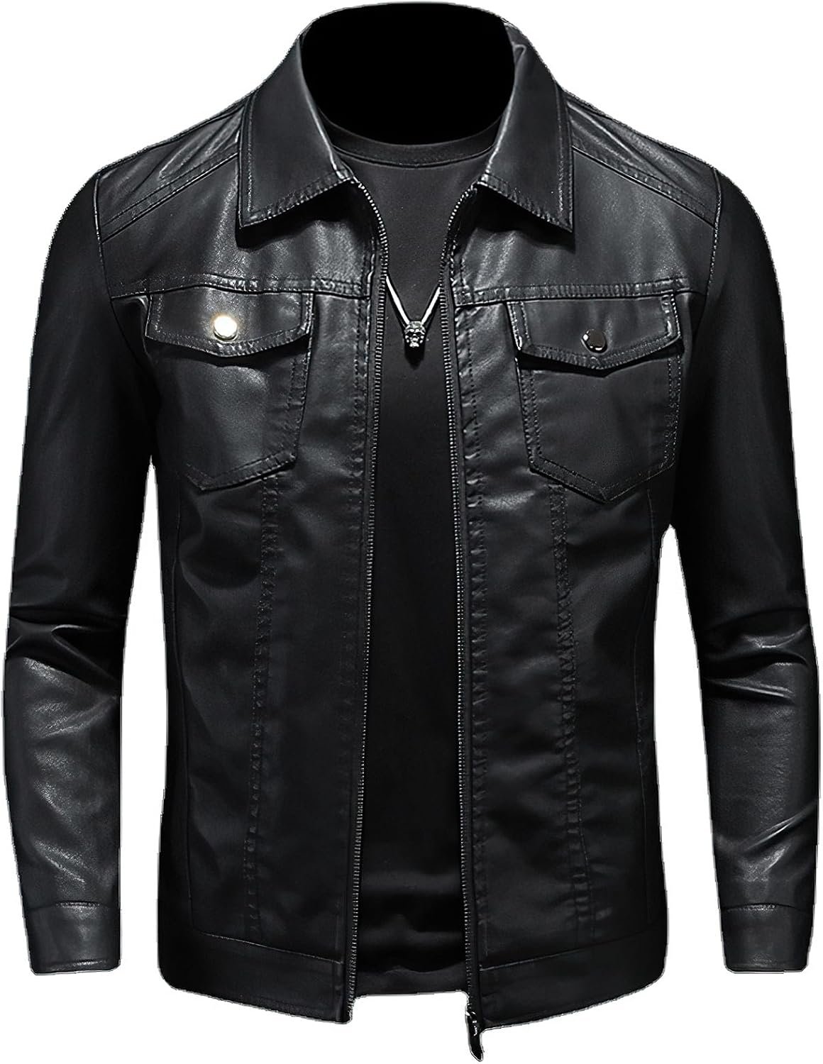 Vintage Faux Leather Motorcycle Jacket