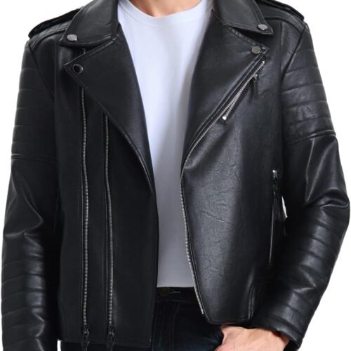 Faux Leather Jacket with Windproof Lining