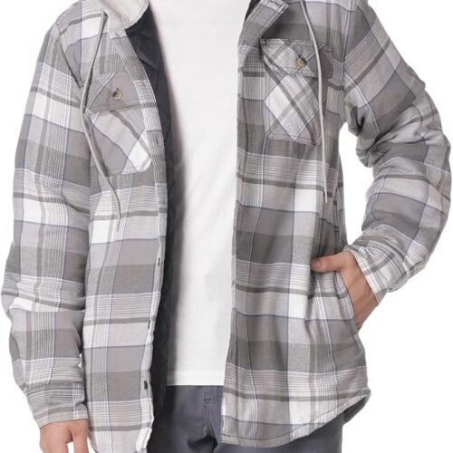 Quilted Lined Flannel Shirt Jacket