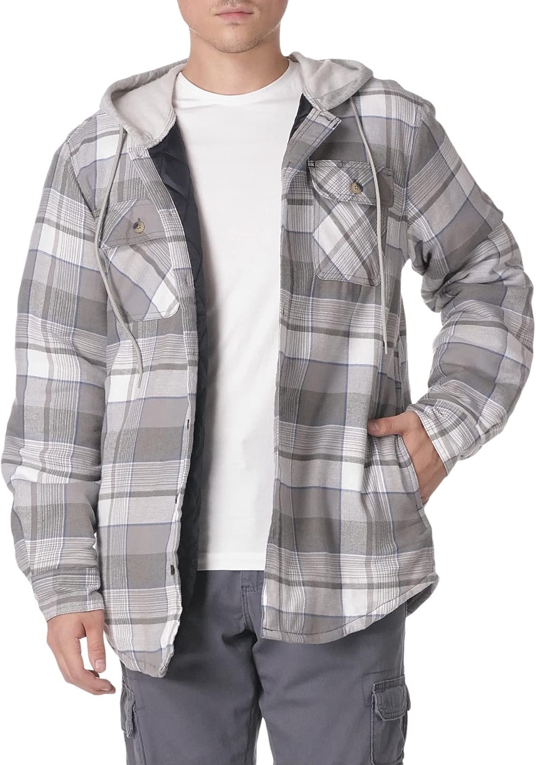 Quilted Lined Flannel Shirt Jacket