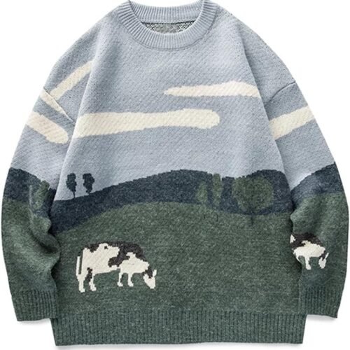 Cotton Cable Knit Pullover Sweater for Men