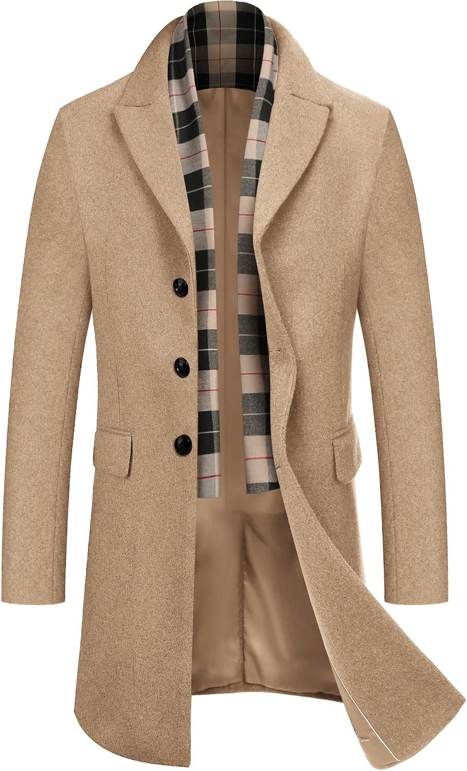 Single Breasted Wool Coat with Detachable Scarf