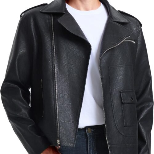 Slim Fit Faux Leather Biker Jacket