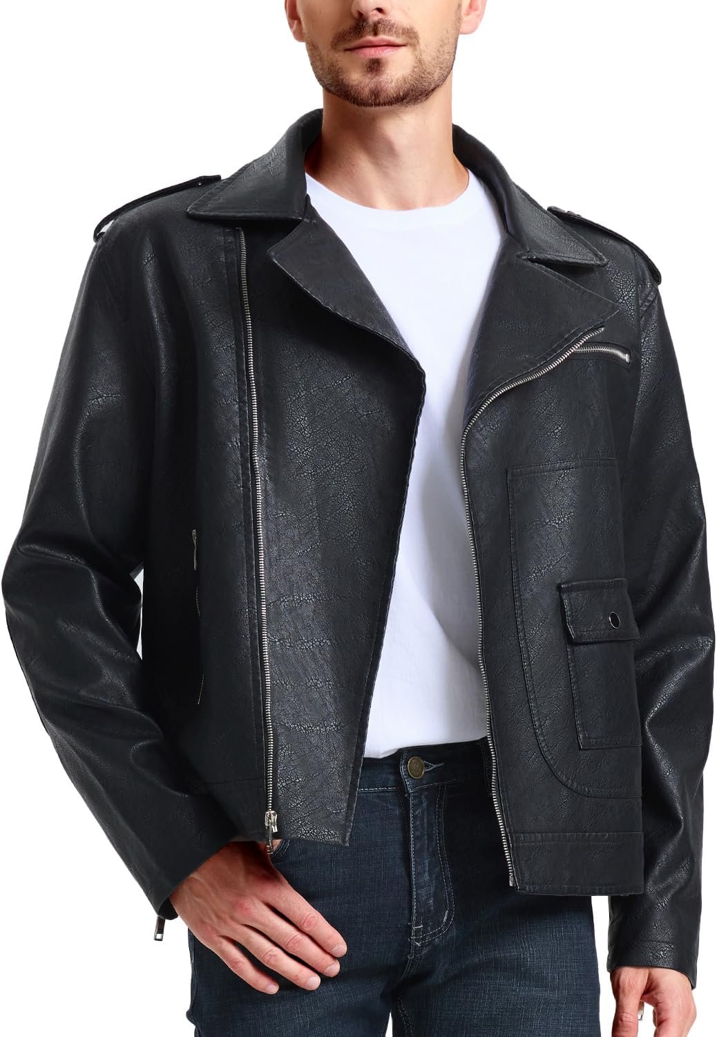 Slim Fit Faux Leather Biker Jacket