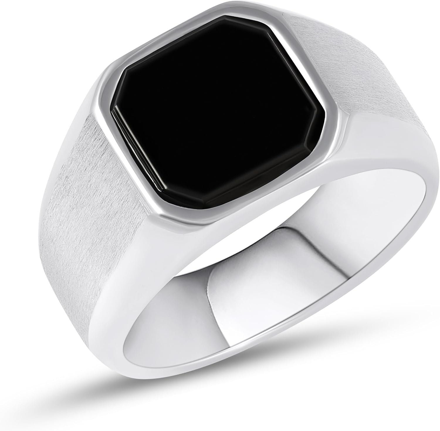 Black Agate Stone Ring for Men