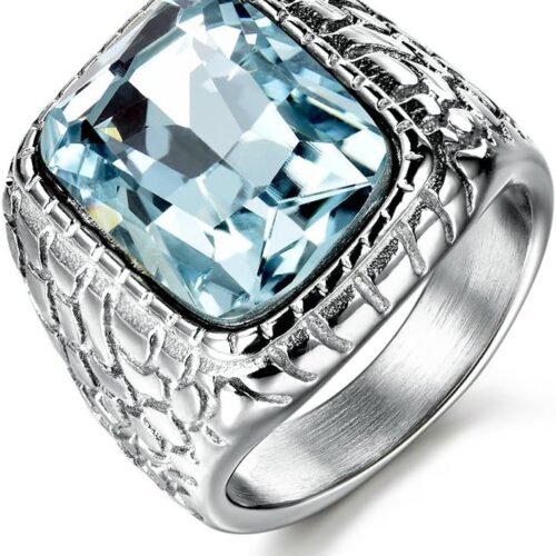 Aquamarine Crystal Ring for Men
