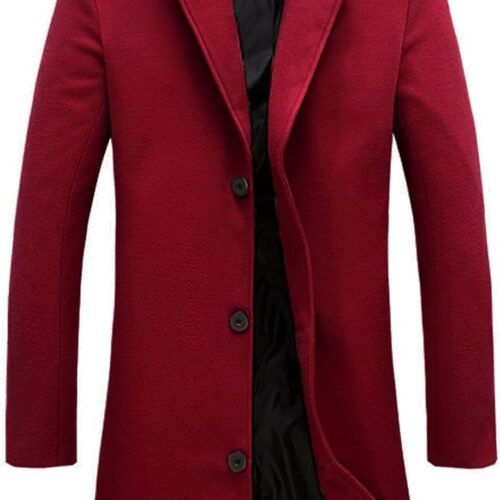 Wool Blend Midi Long Pea Coat