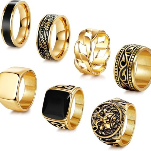 Vintage Stainless Steel Ring Set for Men
