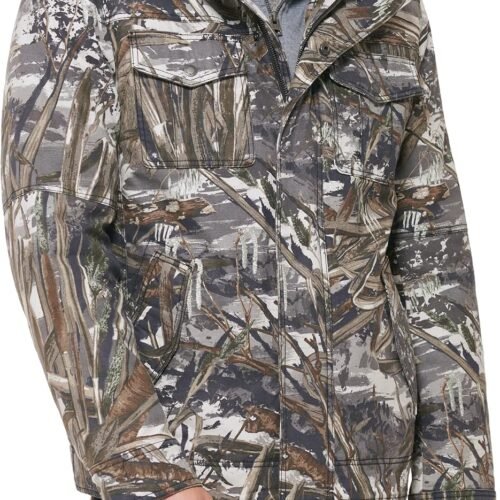 Washed Cotton Military Jacket with Sherpa Lining
