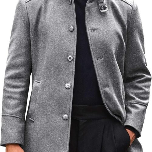 Stand Collar Single Breasted Trench Coat