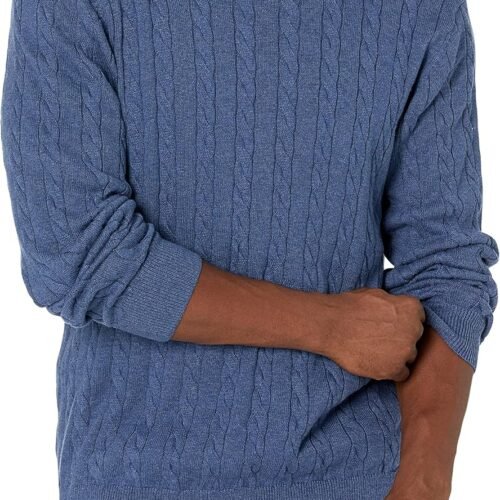 Cotton Cable Pattern Crewneck Pullover Sweater